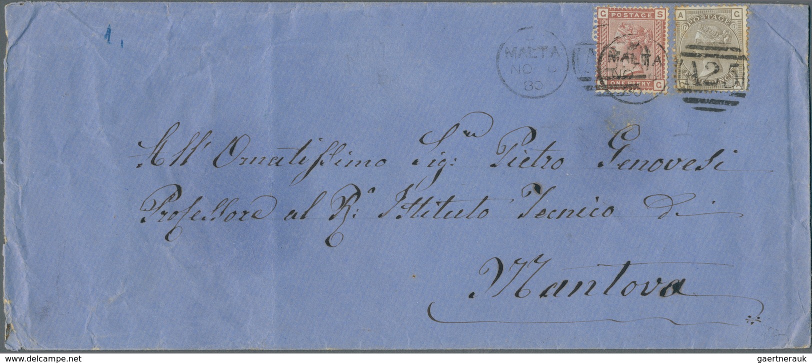 15161 Malta: 1880, 1 D Venetian Red And 4 D Grey-brown, Pl.17, Tied By Duplex A25 / MALTA, NO 6 80, Mixed - Malte