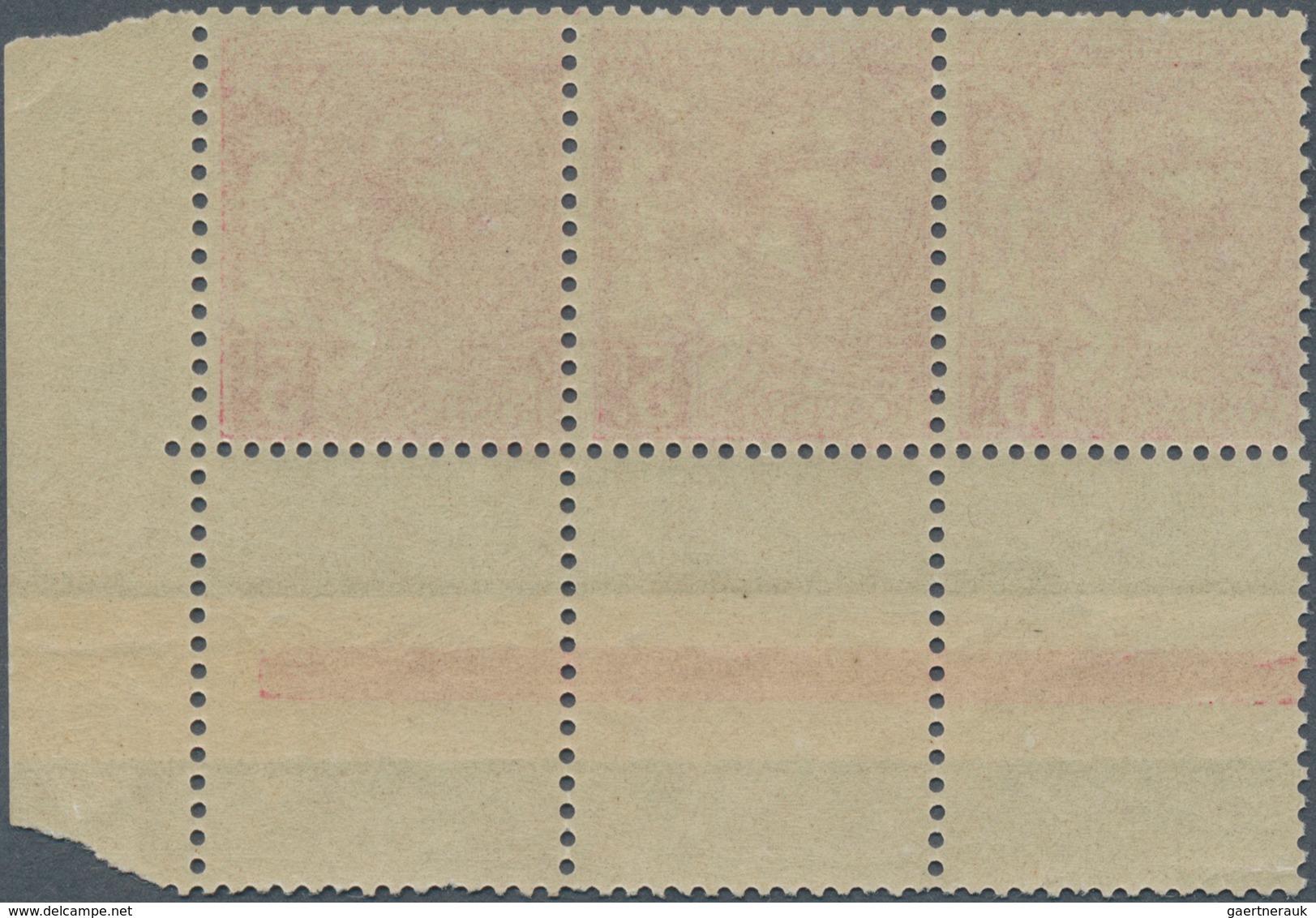 15182 Monaco: 1891 'Albert I.' 5f. Rose On Greenish, Right Hand Marginal Strip Of Three With Gutter 'stamp - Ungebraucht