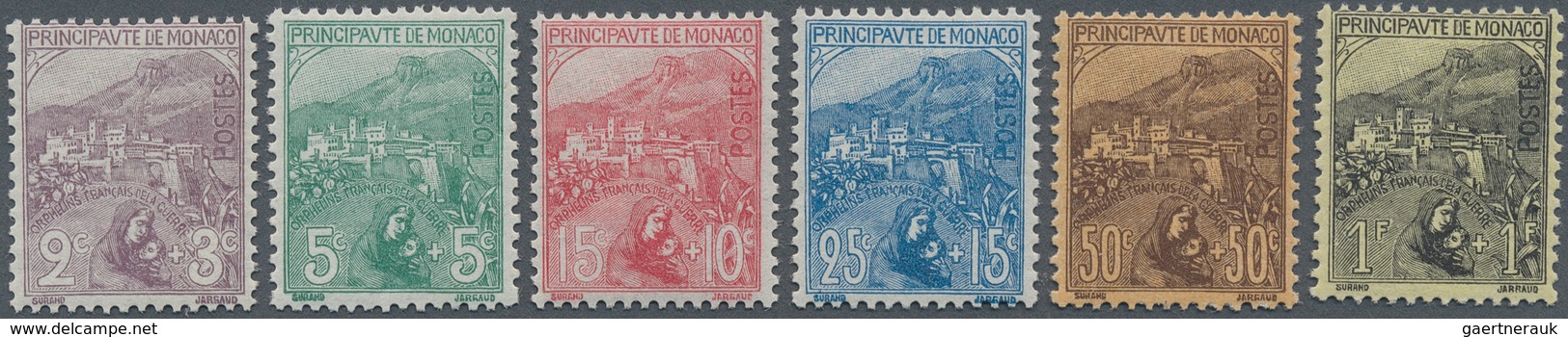 15183 Monaco: 1919, 2C.+3C.-1Fr.+1F, Kriegswitwen Und Waisen, Postfr., Taufrische Unsign. Marken In Luxuse - Ungebraucht