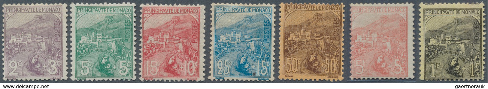 15185 Monaco: 1919, "FRANZ. KRIEGSWITWEN UND WAISEN", 2 C. Bis 5 FF., Kompl. Satz, Tadellos Ungebraucht Mi - Neufs