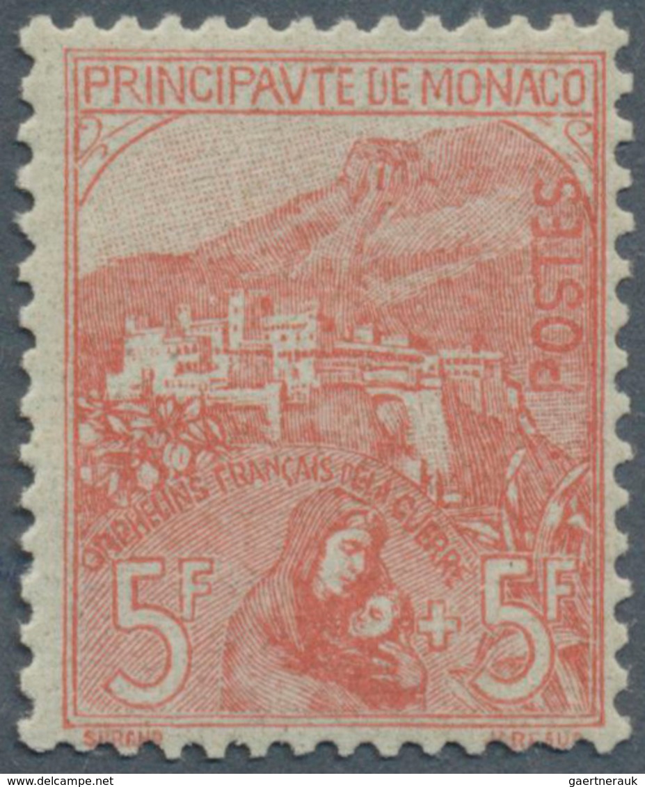 15186 Monaco: 1919. War Orphans 5fr+5fr Red, Mint, NH (small Abrasion On Gum). Signed Calves. Luxury! - Nuovi