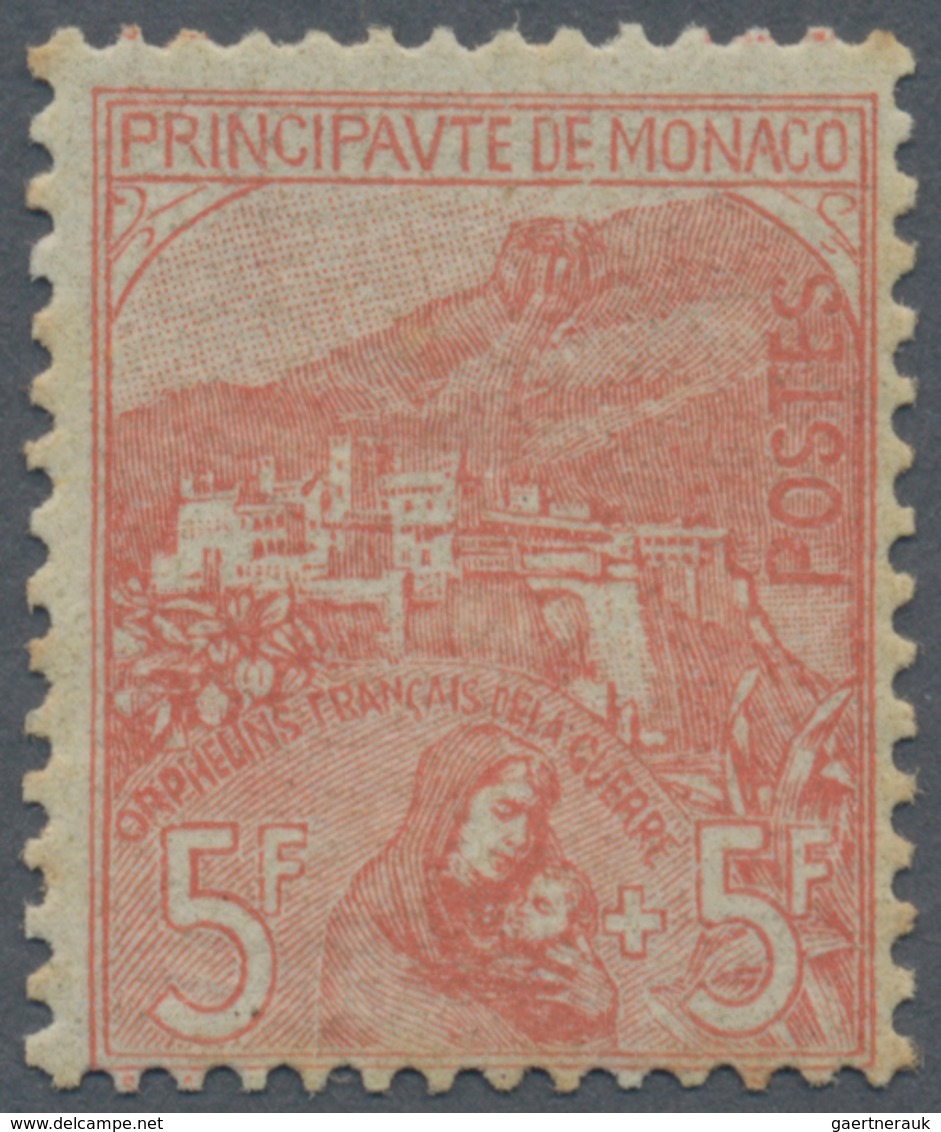 15188 Monaco: 1919, War Orphans, 5fr. + 5fr. Red Mint O.g., Some Toning Spots. - Ungebraucht