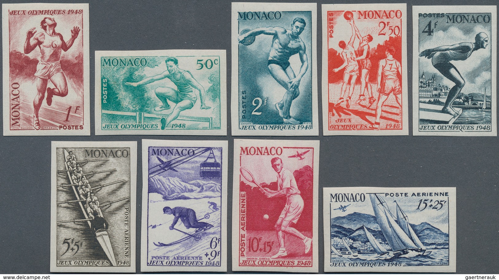 15198 Monaco: 1948, Olympiade, Postfr. Kpl. Ungezähnter Luxussatz. - Ungebraucht