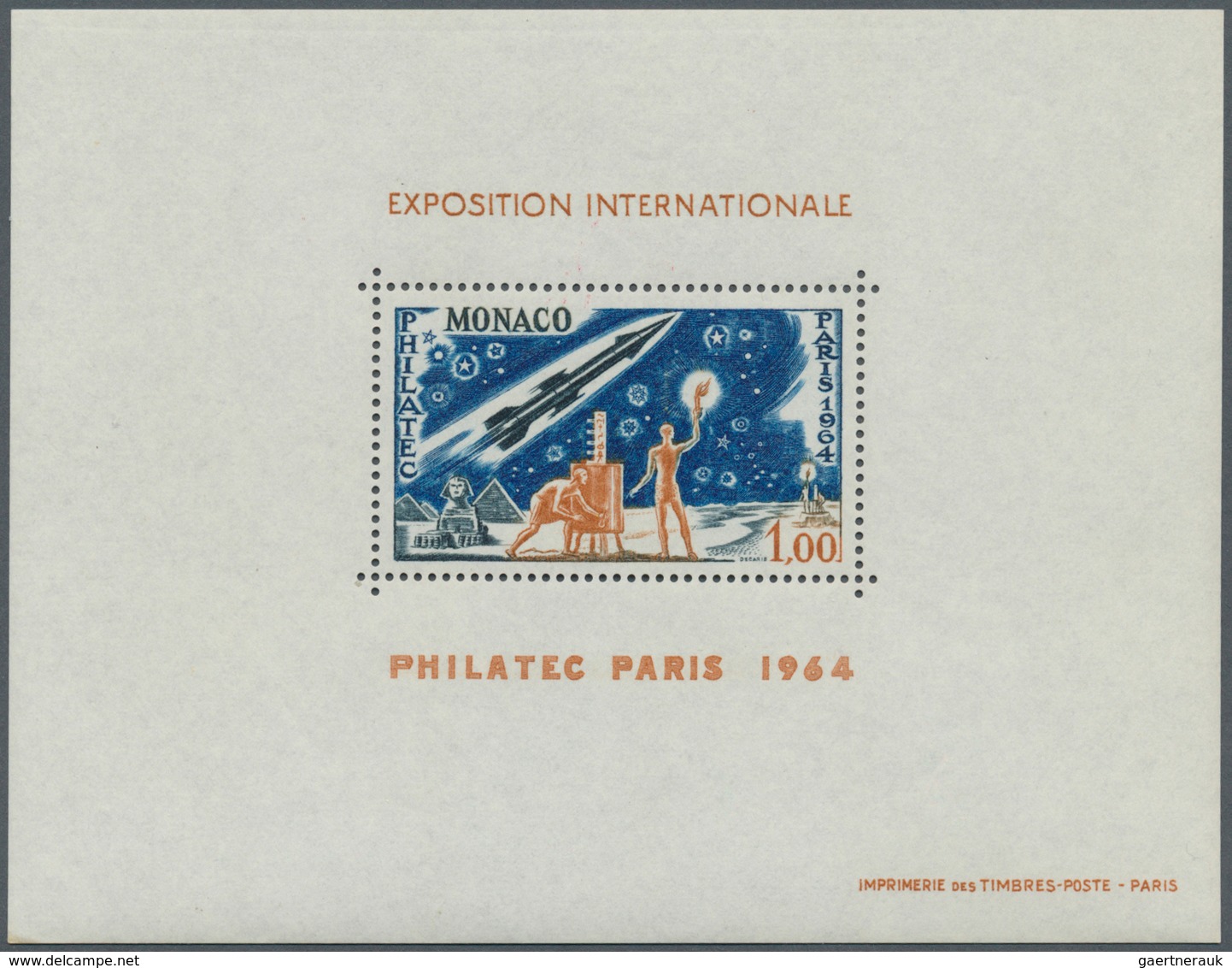 15209 Monaco: 1964, PHILATEC Paris 1.00 Franc Mit Abbildung Einer Rakete Etc. Im Postfrischen Gezähnten So - Ungebraucht