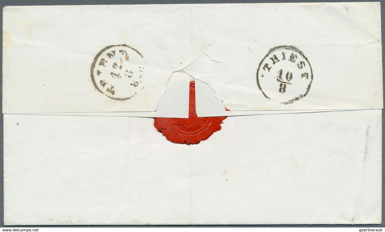 15222 Montenegro: 1867 (ca.), "ANTIVARI 5.8.", Cds. In Blue, Clear On Folded Cover Via Triest To Trient Wi - Montenegro