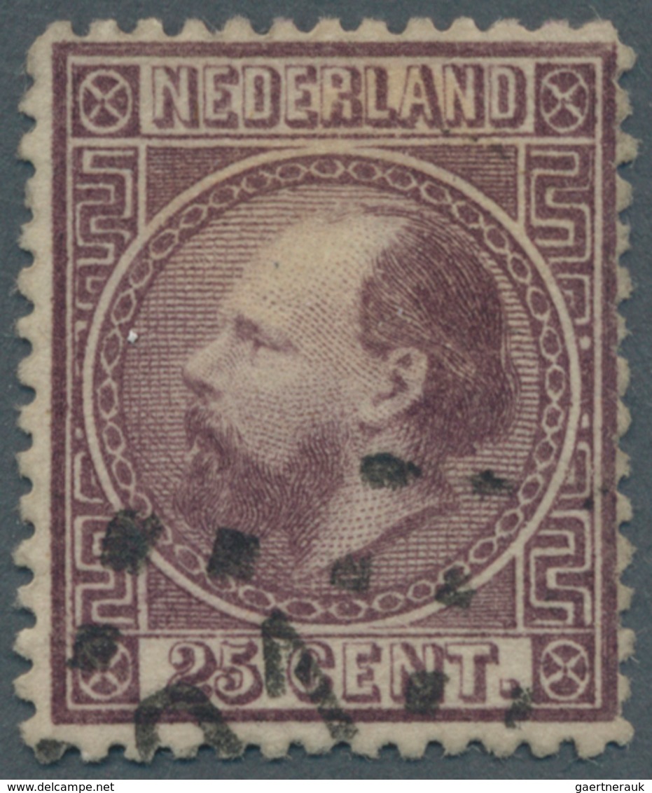 15236 Niederlande: 1867, Willem III 25 C Dunkelviolett In EXTREM SELTENER LINIEN-Zähnung 14 Und Nummern-St - Lettres & Documents