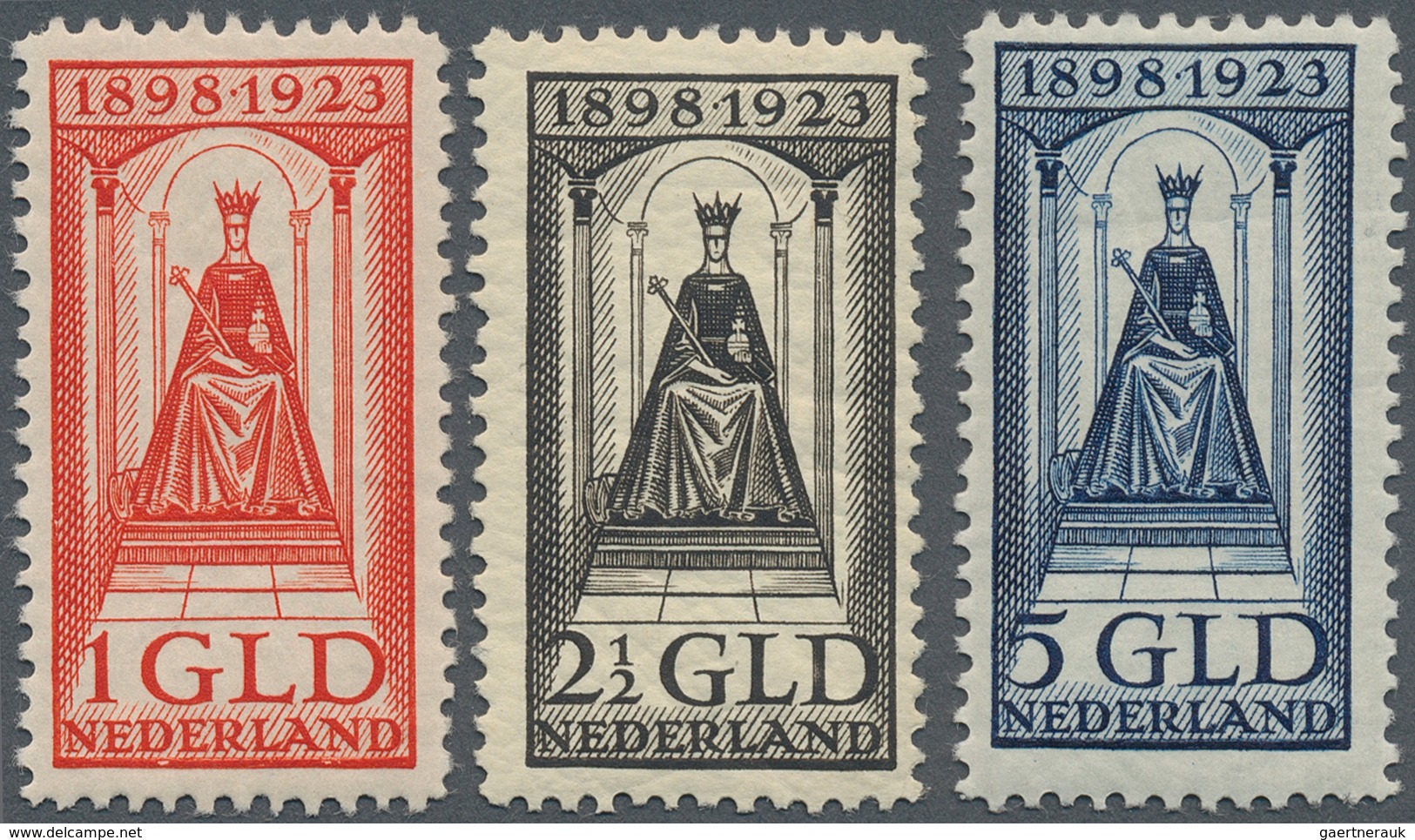 15246 Niederlande: 1923, 1G.-5G., Königin Auf Thron, Taufrische Guldenwerte, Kaum Wahrnehmbarer Falzhauch. - Lettres & Documents