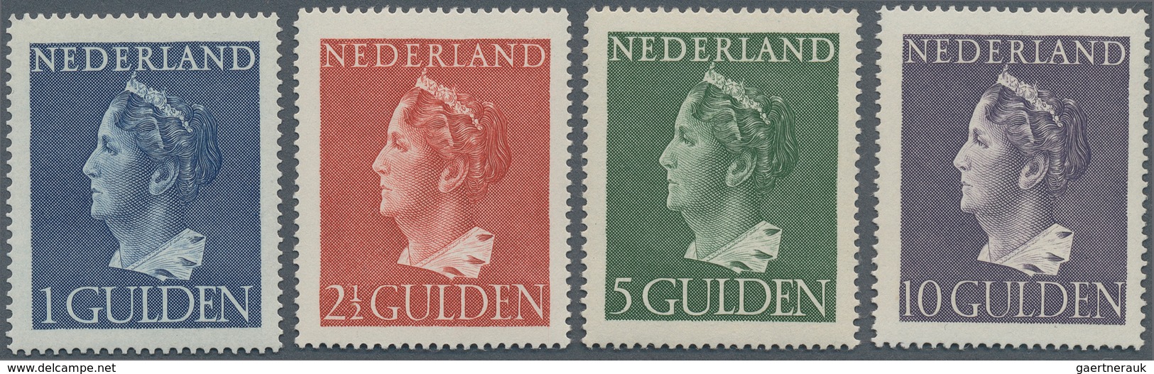 15258 Niederlande: 1946, Freimarken Im Größeren Format: 1 G. Bis 10 G. Königin Wilhelmina, Perfekt Zentrie - Briefe U. Dokumente