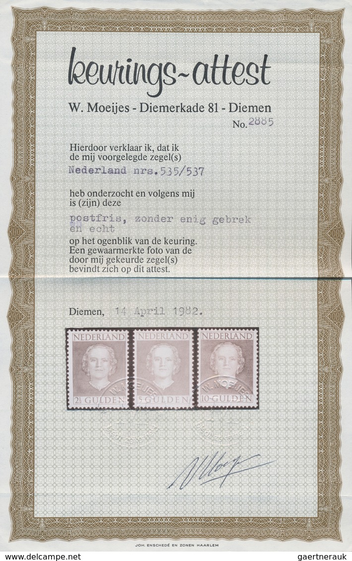 15260 Niederlande: 1949/1951, Ausgabe "Königin Juliane", Kompletter Postfrischer Luxus-Satz, Foto-Attest M - Briefe U. Dokumente