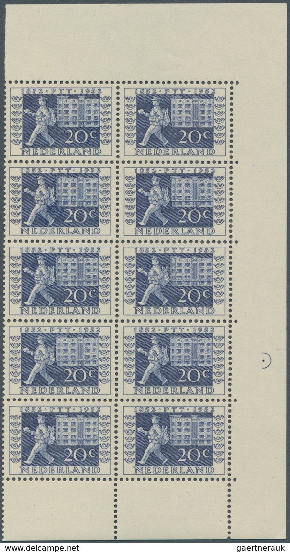15262 Niederlande: 1952, Stamp Exhibition "ITEP", 2c. To 20c., Complete Set In Marginal Blocks Of Ten, Unm - Lettres & Documents