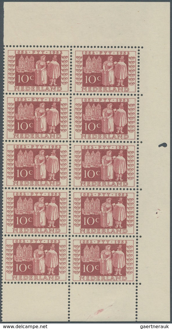 15262 Niederlande: 1952, Stamp Exhibition "ITEP", 2c. To 20c., Complete Set In Marginal Blocks Of Ten, Unm - Briefe U. Dokumente