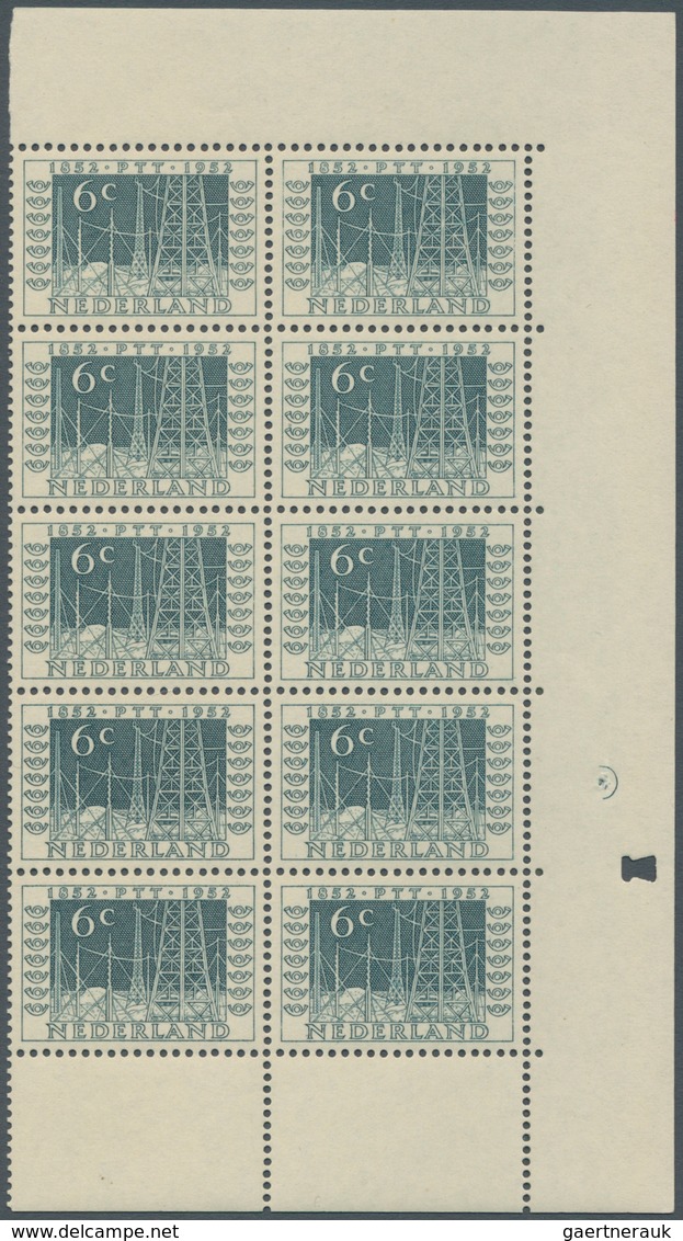 15262 Niederlande: 1952, Stamp Exhibition "ITEP", 2c. To 20c., Complete Set In Marginal Blocks Of Ten, Unm - Lettres & Documents