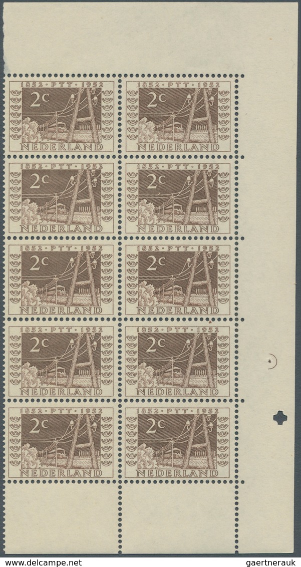 15262 Niederlande: 1952, Stamp Exhibition "ITEP", 2c. to 20c., complete set in marginal blocks of ten, unm