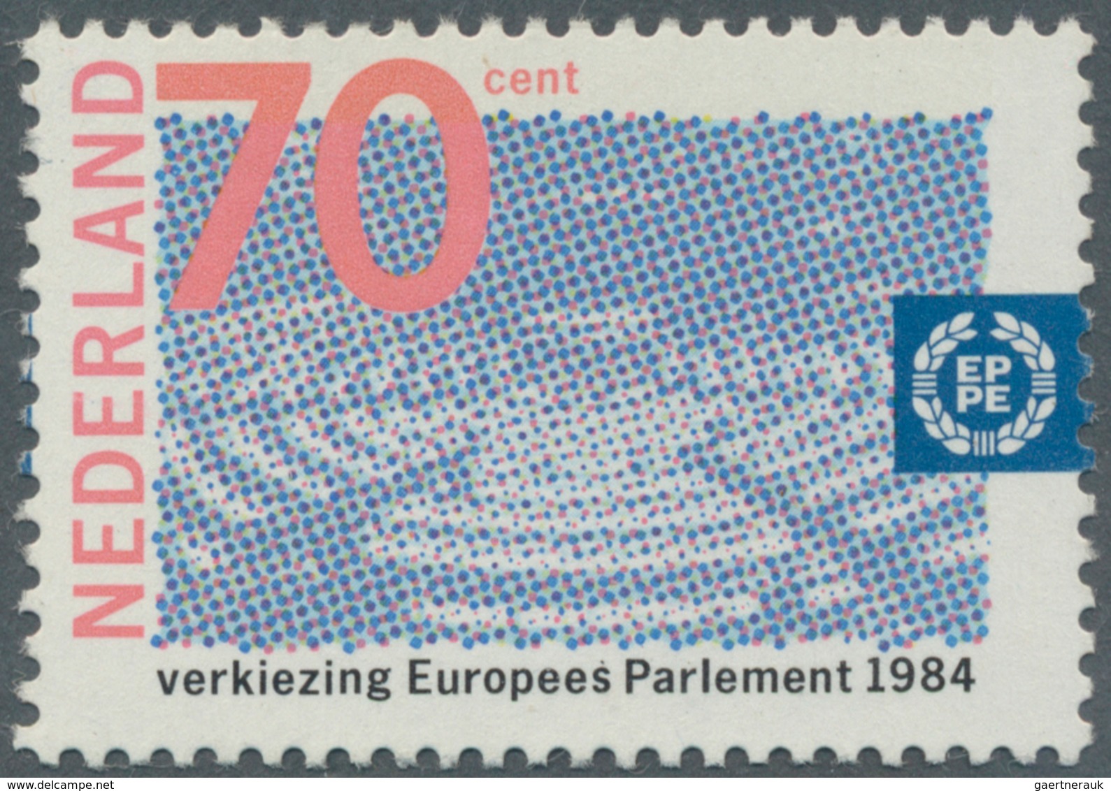 15263 Niederlande: 1984, 70 C. "ZWEITE DIREKTWAHLEN ZUM EUROPÄISCHEN PARLAMENT" Mit Extrem Seltener Abart - Briefe U. Dokumente