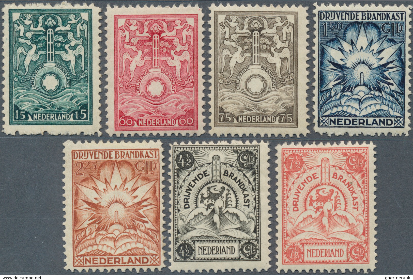 15263A Niederlande - Schiffstresormarken (Brandkastzegels): 1921, 15c. To 7.50gld., Complete Set Of Seven V - Sonstige & Ohne Zuordnung