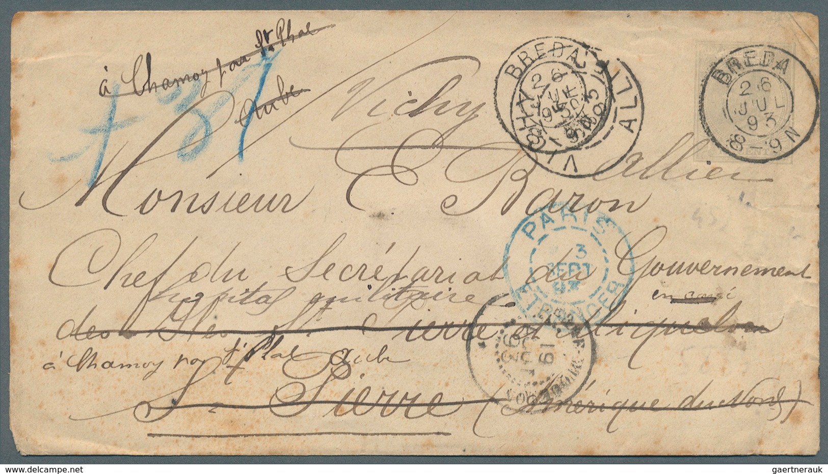 15264 Niederlande - Ganzsachen: 1893. Sealed Postal Stationery Envelope 12½c Grey Cancelled By Breda Doubl - Interi Postali