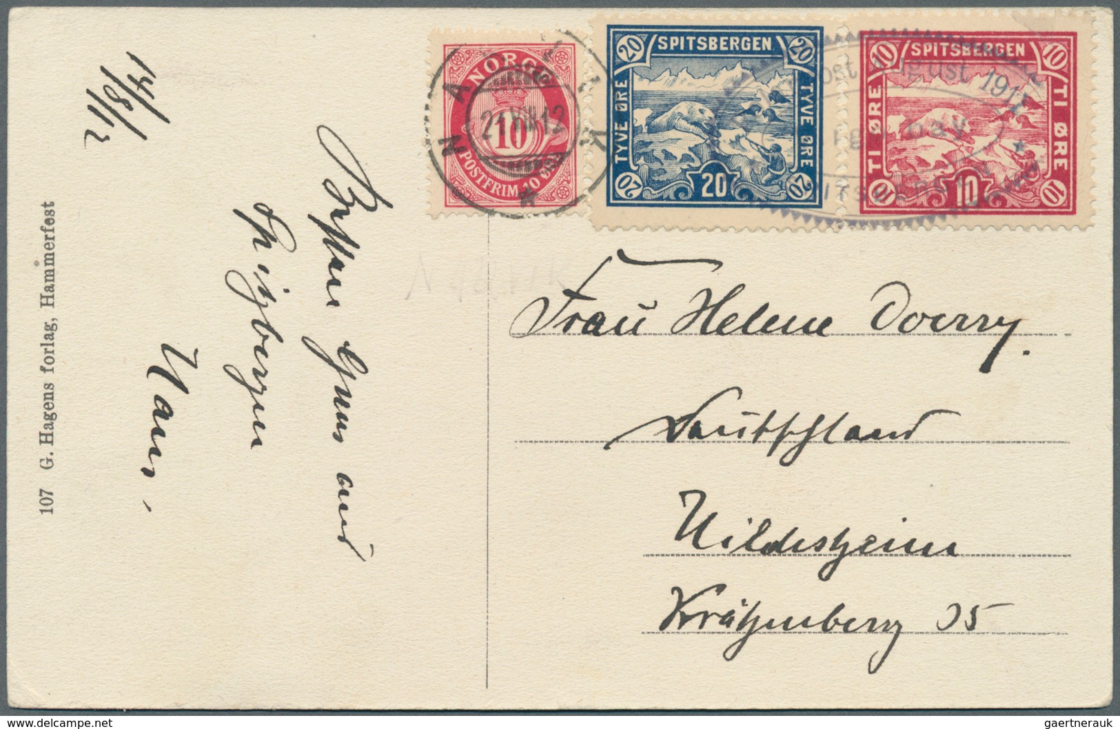 15277 Norwegen - Privatpost Spitzbergen: 1912, 10 Öre Carmine And 20 Öre Blue "ice-bear And Hunter" Issue, - Emissions Locales