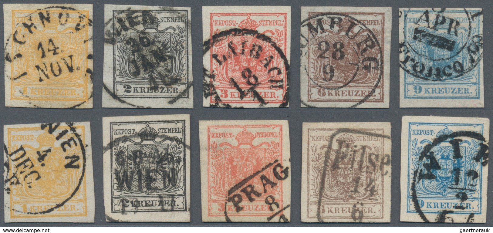 15281 Österreich: 1850, 1. Ausgabe Auf Hand- Und Maschinenpapier Jeweils Im Kompletten Voll- Bis Breitrand - Ungebraucht