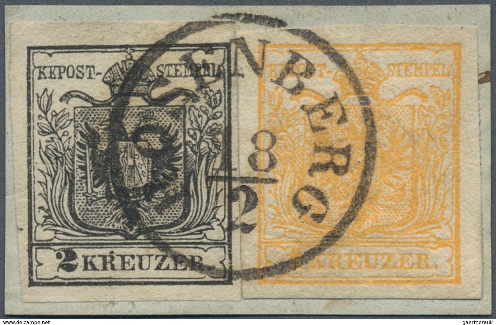 15285 Österreich: 1850, 1 Kr. Gelb Und 2 Kr. Schwarz Beide HP In Versch. Typen Und Allseits Voll- Bis Brei - Ungebraucht