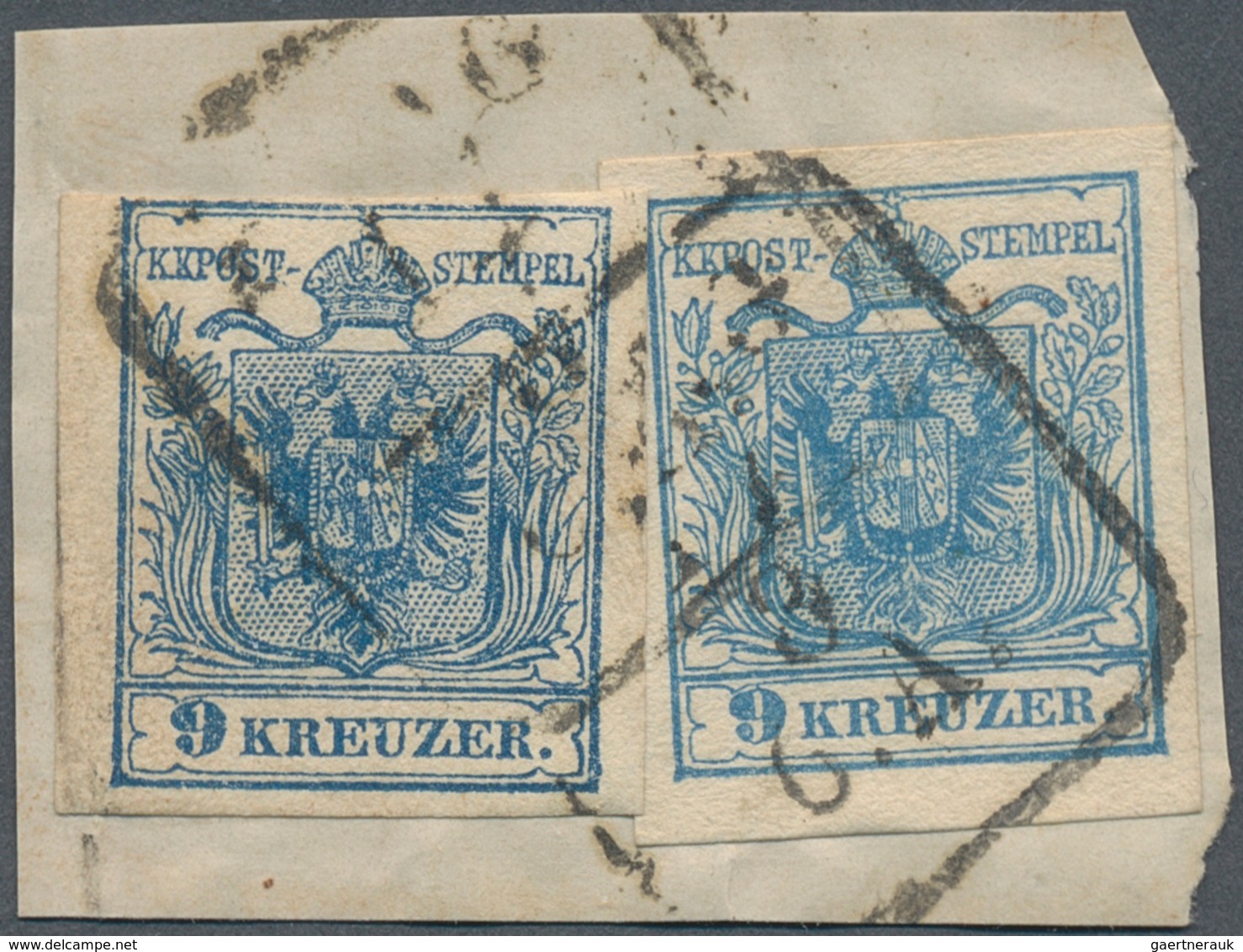 15310 Österreich: 1850, 9 Kr. HP Zwei Werte In Deutlich Unterschiedl. Farben Zusammen Auf Briefstück Mit Z - Neufs
