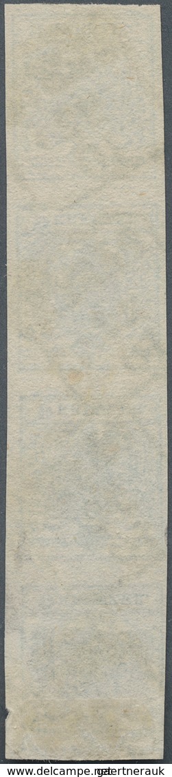 15322 Österreich: 1850, 9 Kr. Blau HP Type III Im Senkrechten Viererstreifen Davon Die Unteren Drei Marken - Neufs