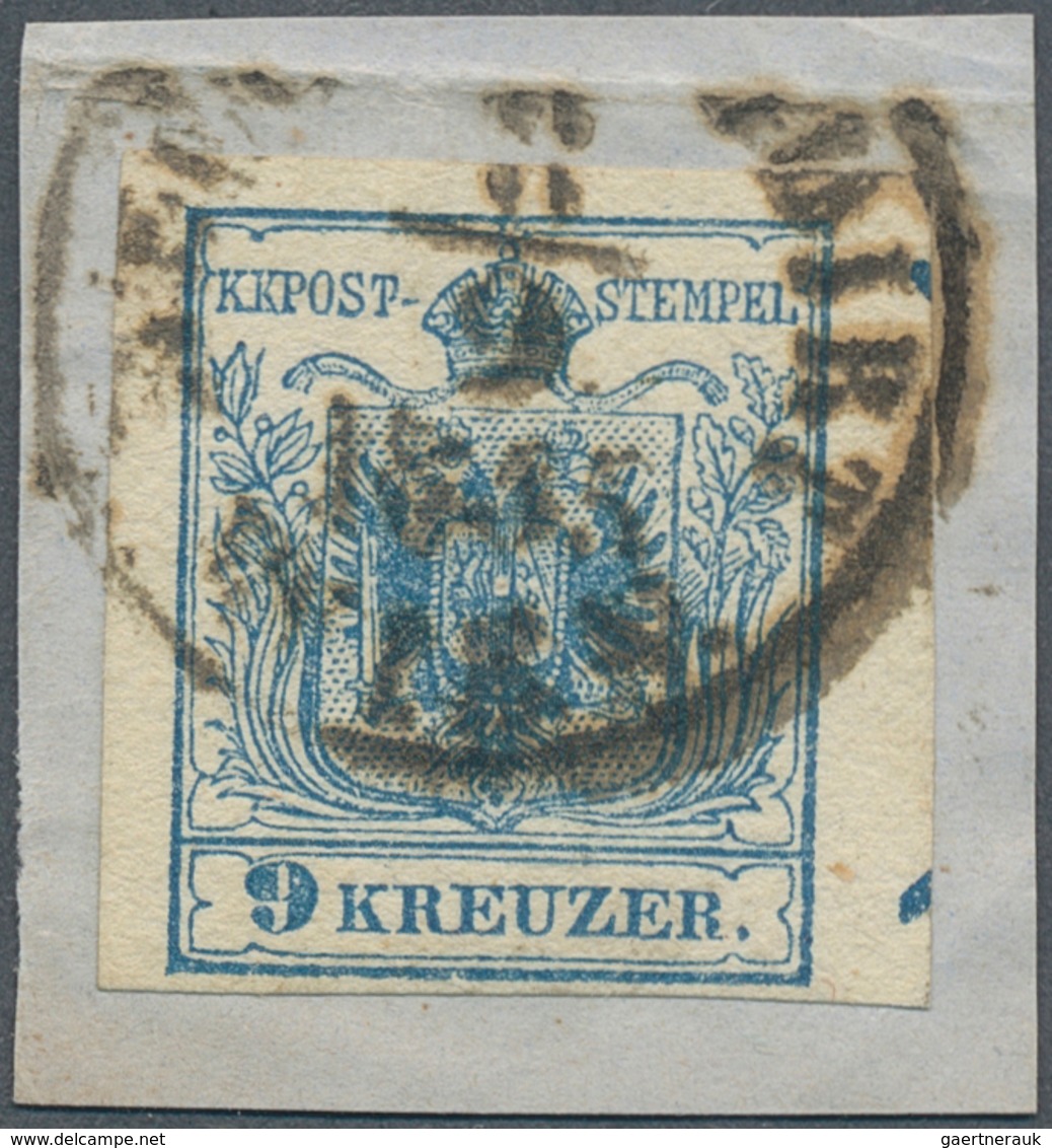 15325 Österreich: 1850, 9 Kr. Blau MP Type III Mit Rechts Anhängendem Andreaskreuzansatz (1 Mm) Auf Briefs - Ungebraucht