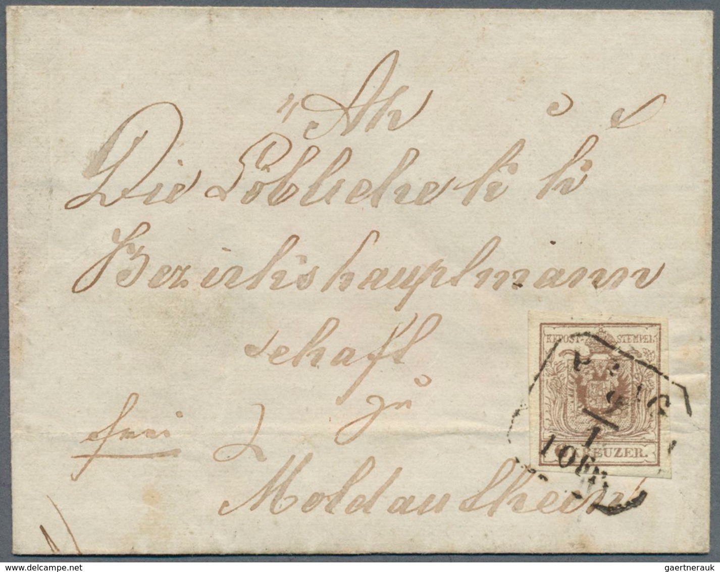 15330 Österreich: 1850, 9 Kr. Hellblau, Type IIa Mit Plattenfehler "R Von KREUZER Unvollständig Und Innere - Neufs