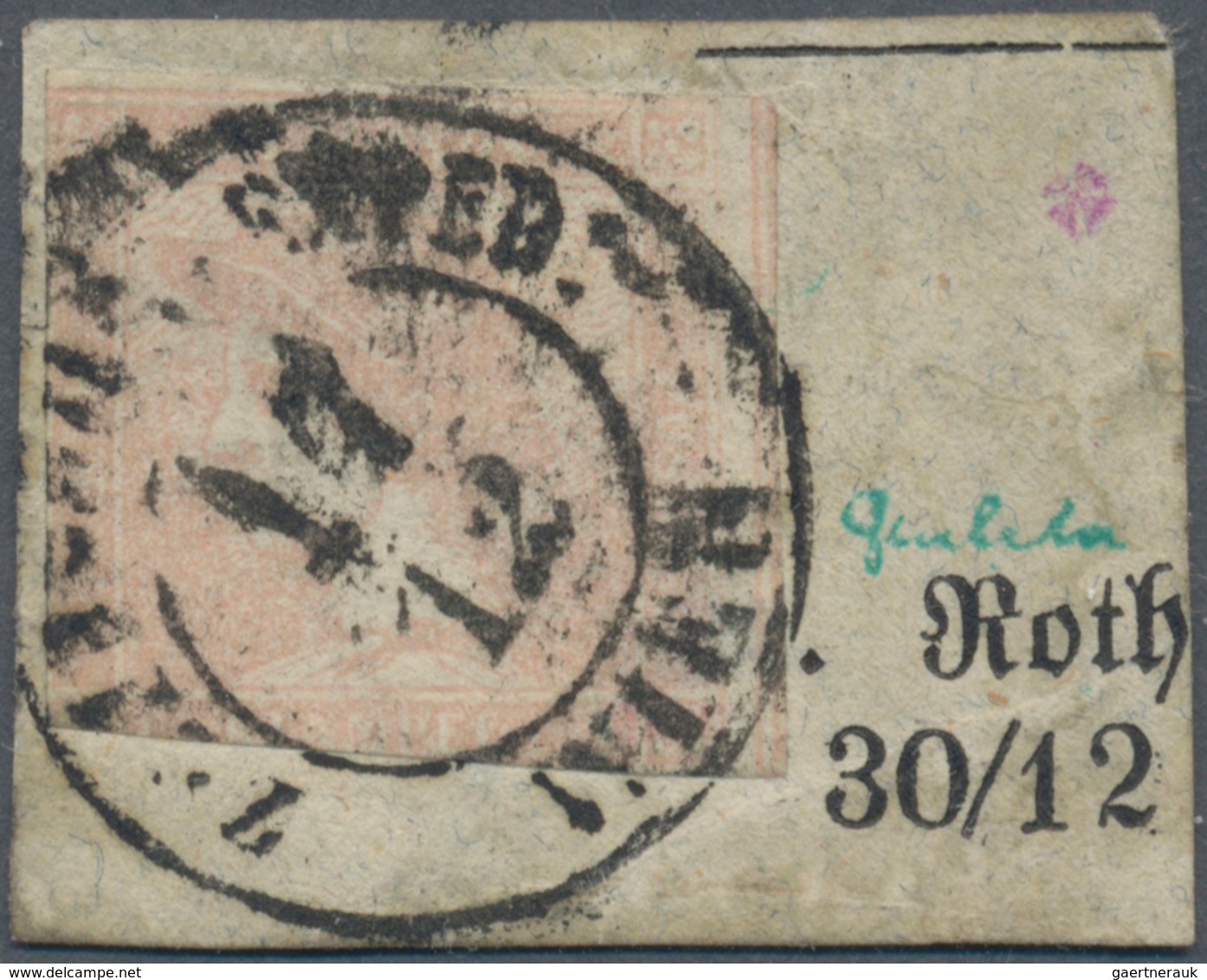 15334 Österreich: 1851, (30 Kr.) Rosa Zeitungsmarke, Sog. "ROSA MERKUR", Type Ib, Farbtypisches Exemplar, - Ungebraucht