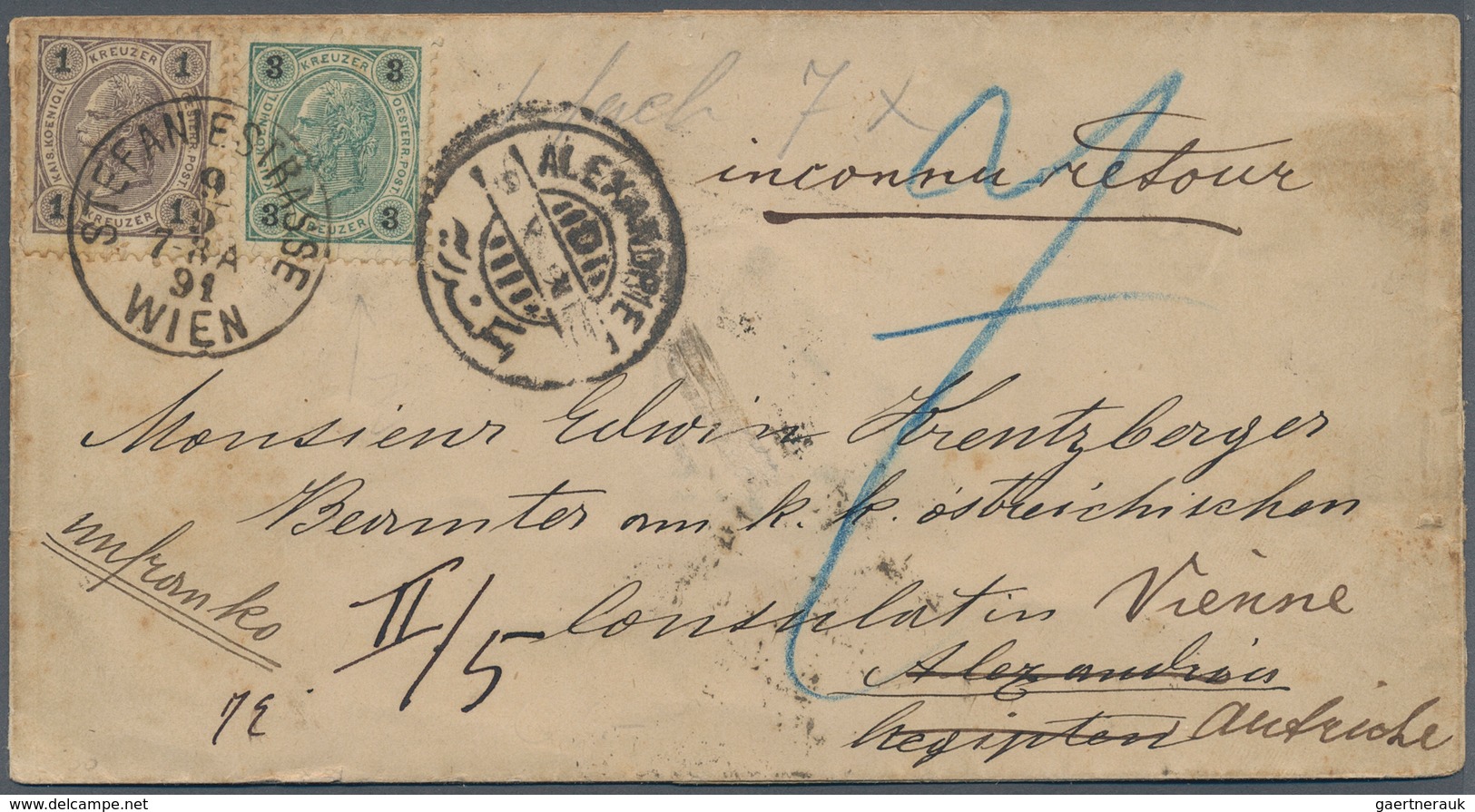 15354 Österreich: 1891, 1 Kr Grau/schwarz Und 3 Kr Grünblau/schwarz Auf Faltbrief Mit Vermerk "unfranko" V - Neufs