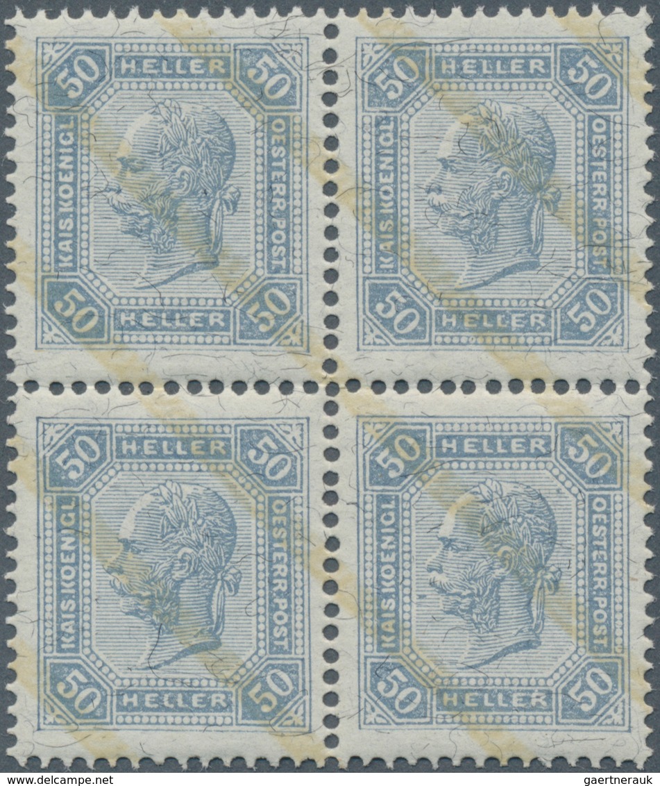 15367 Österreich: 1904, 50 Heller Schieferblau Im Perfekt Zentriertem Luxus-4er-Block (A.N.K. Für 4er-Bloc - Neufs