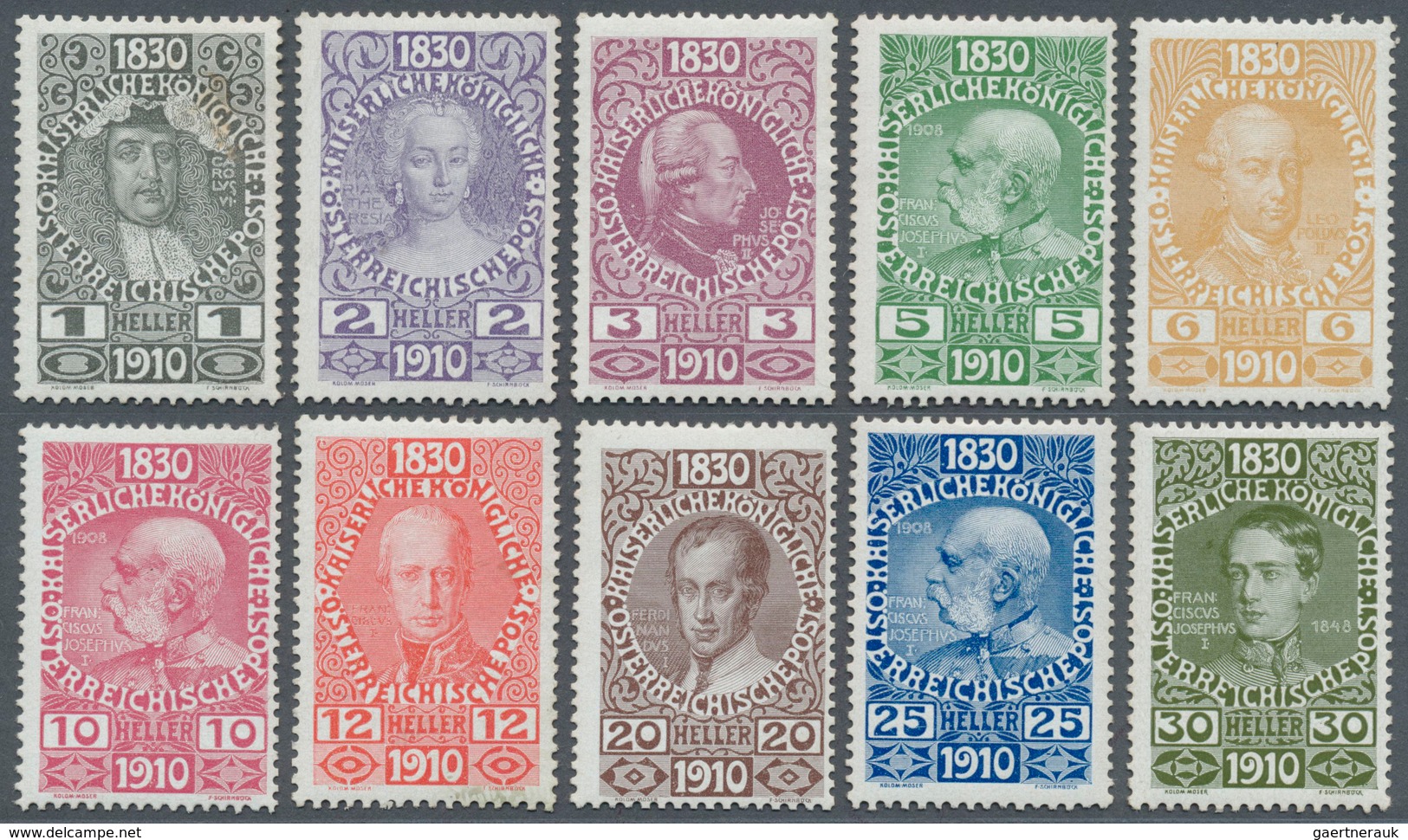 15375 Österreich: 1910, 80. Geburtstag Von Kaiser Franz Joseph, 1 H. Bis 10 Kr., Teils Entfalzt, 1 Wert Rs - Neufs