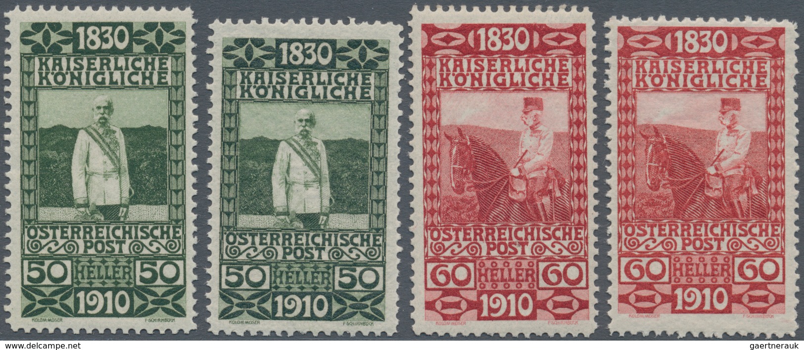 15381 Österreich: 1910, 50 H Dunkelgrün Und 60 H. Karmin, 172/173 Variante Postfrisch, 1x Im Hochformat 39 - Ungebraucht