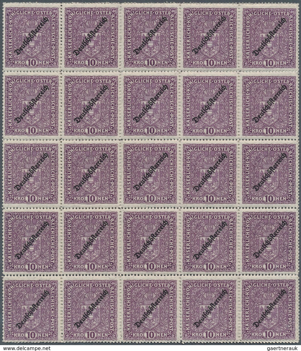 15387 Österreich: 1919, 10 Kr. Violett "Kronenwerte" Mit Aufdruck "Deutschösterreich" In Bildgröße 26x29 M - Ungebraucht