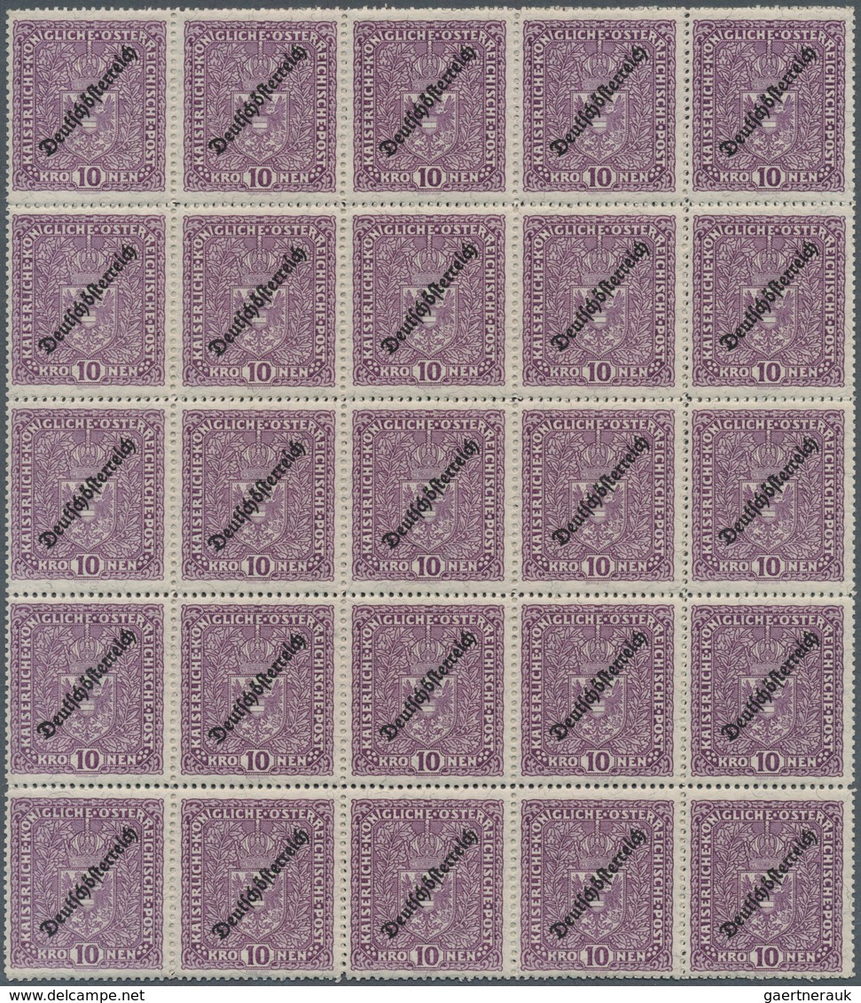 15387 Österreich: 1919, 10 Kr. Violett "Kronenwerte" Mit Aufdruck "Deutschösterreich" In Bildgröße 26x29 M - Neufs
