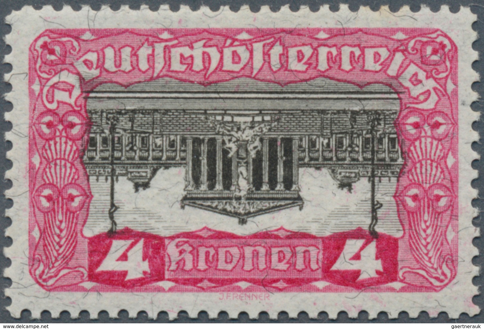 15389 Österreich: 1919/1921, 4 Kr. Rosa/schwarz, Freimarke Mit Kopfstehendem Mittelstück, Ungestempelt, Ta - Ungebraucht