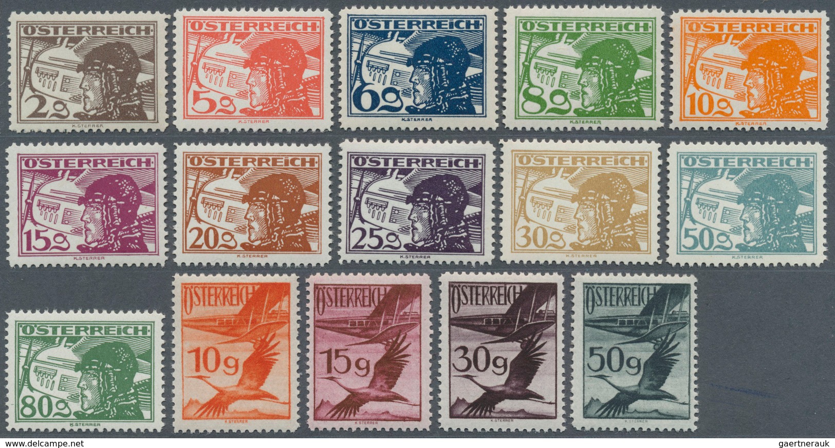 15393 Österreich: 1925/1930, Flugpostmarken 2g.-10 S., Dazu 1933, Wohlfahrt, Katholikentag 12(g.)-64 (g.), - Neufs