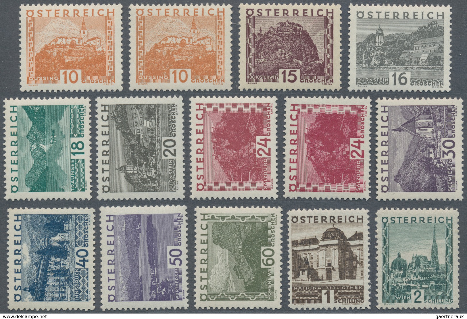 15394 Österreich: 1929, Ausgabe "Landschaftsdarstellungen", Tadellose Postfrische Serie (A.N.K. = 1.000.- - Ungebraucht