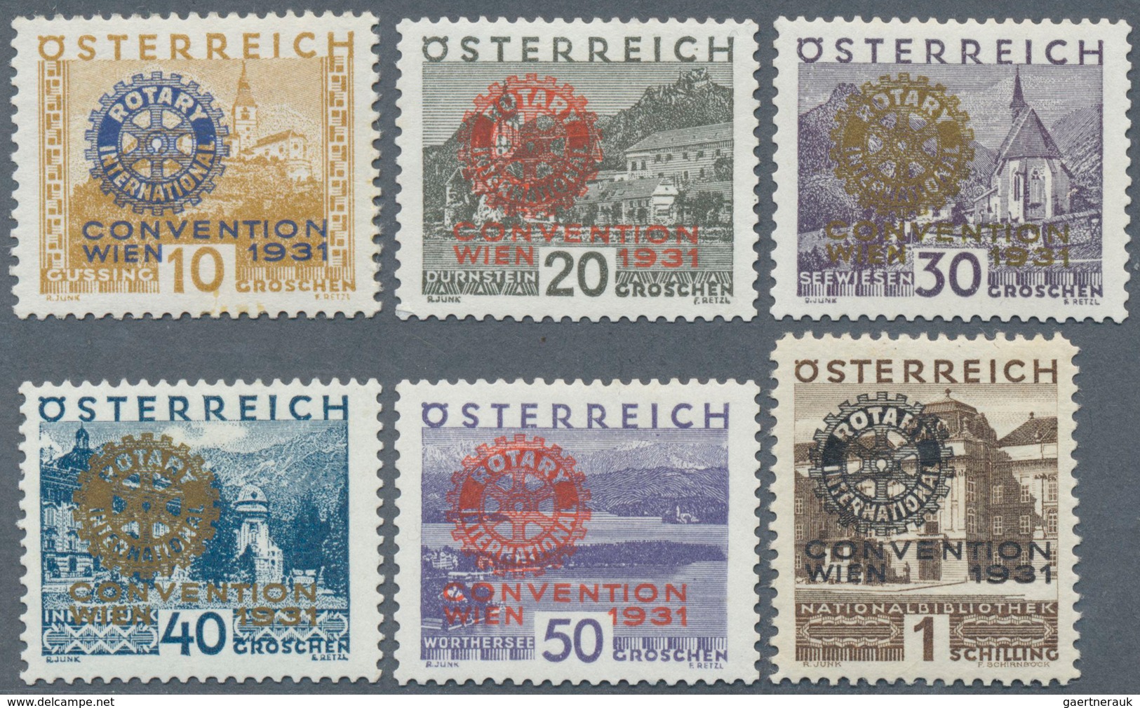 15396 Österreich: 1931, "ROTARY CONVENTION WIEN 1931" Kompletter Postfrischer Luxus-Satz, Mi.650,- - Neufs