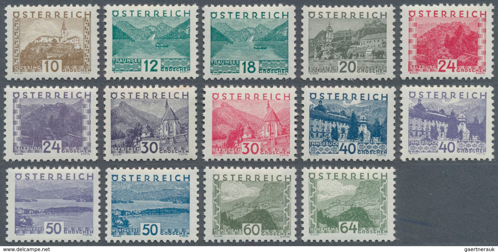 15402 Österreich: 1932, Landschaften, Kleinformat, Sauberer Satz Mit Erstfalz, Mi. Ca 475,- Euro - Ungebraucht