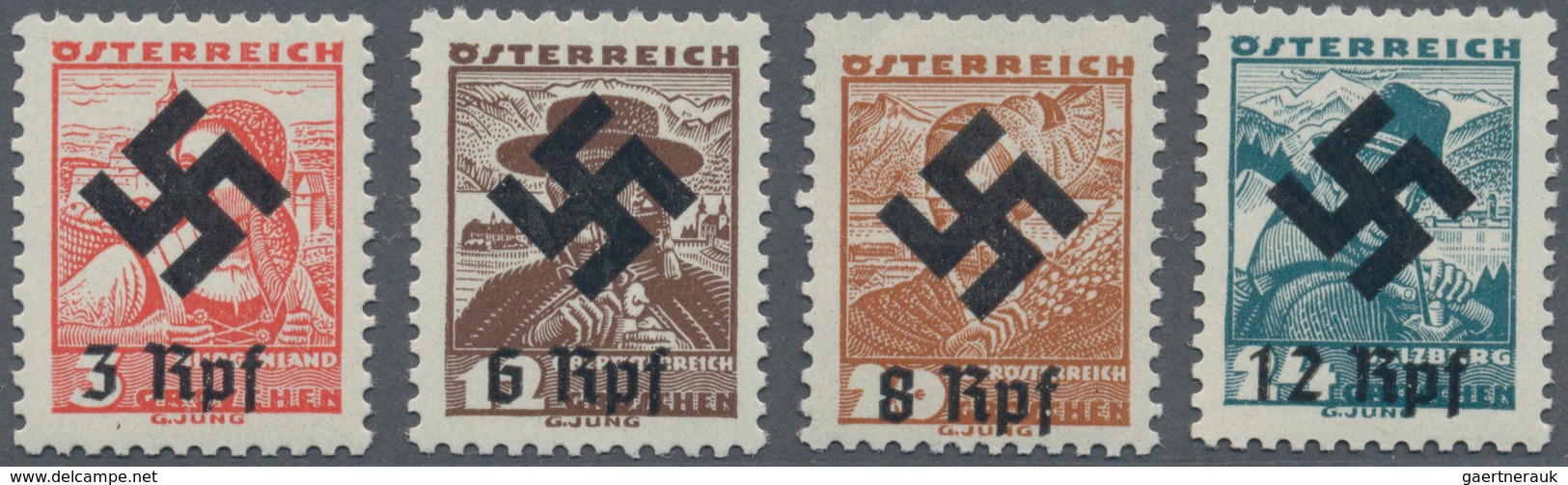 15418 Österreich: 1938, österr. Freimarken 'Trachten' Vier Werte Als Kompletter Satz Mit Hakenkreuz-Aufdru - Ungebraucht