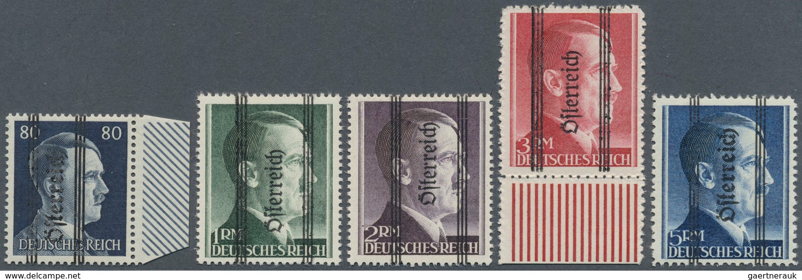 15419 Österreich: 1945, Satz Mit Senkrechtem Aufdruck "Österreich", Dabei 5 RM Mit Aufdruck 181/2mm, Mi. C - Neufs