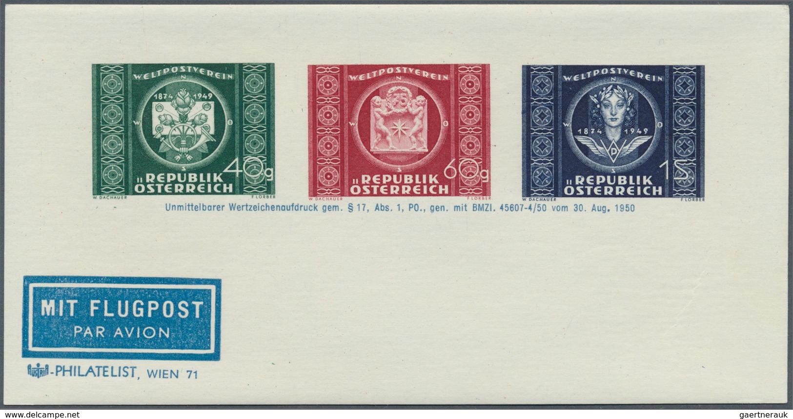 15434 Österreich: 1949, 40 G. Bis 1 S. UPU Als Adresszettel, Je Einmal Auf X- Und Y-Papier Postfrisch, Ein - Neufs