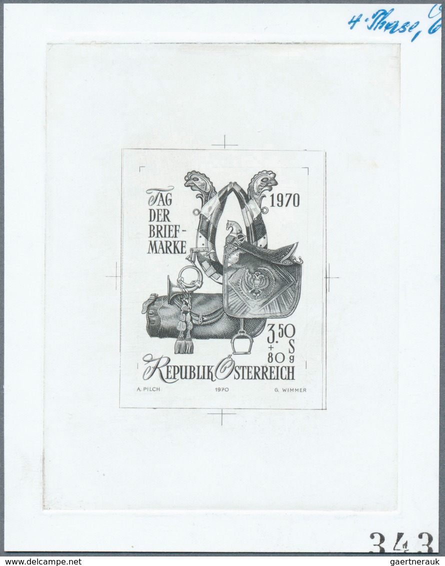 15447 Österreich: 1970. Probedruck In Schwarz Für Marke "Tag Der Briefmarke", Bezeichnet Vs. U.a. Mit "4. - Ungebraucht