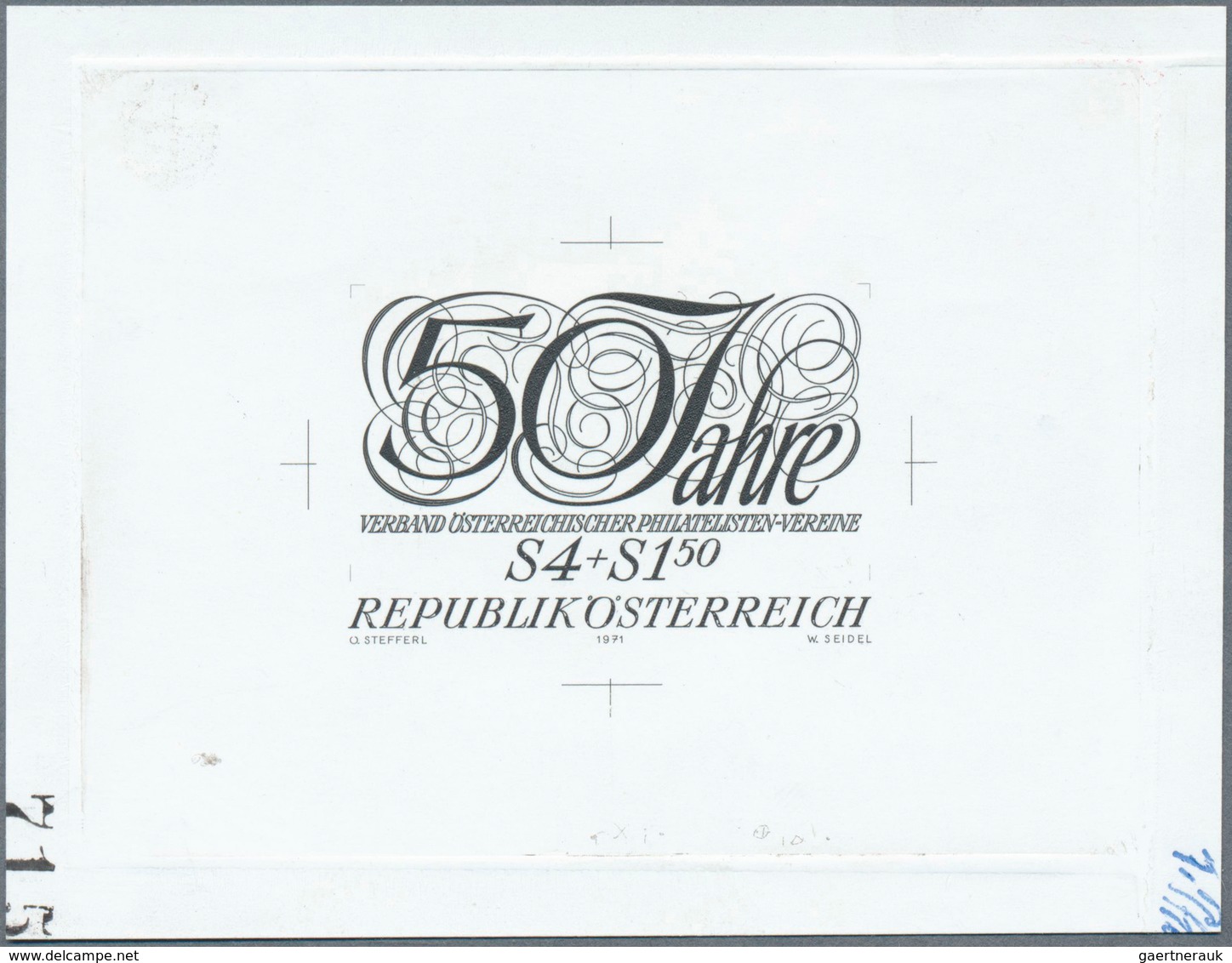 15461 Österreich: 1971. Probedruck In Schwarz Für Marke "50 Jahre Verband Österreichischer Philatelisten-V - Neufs