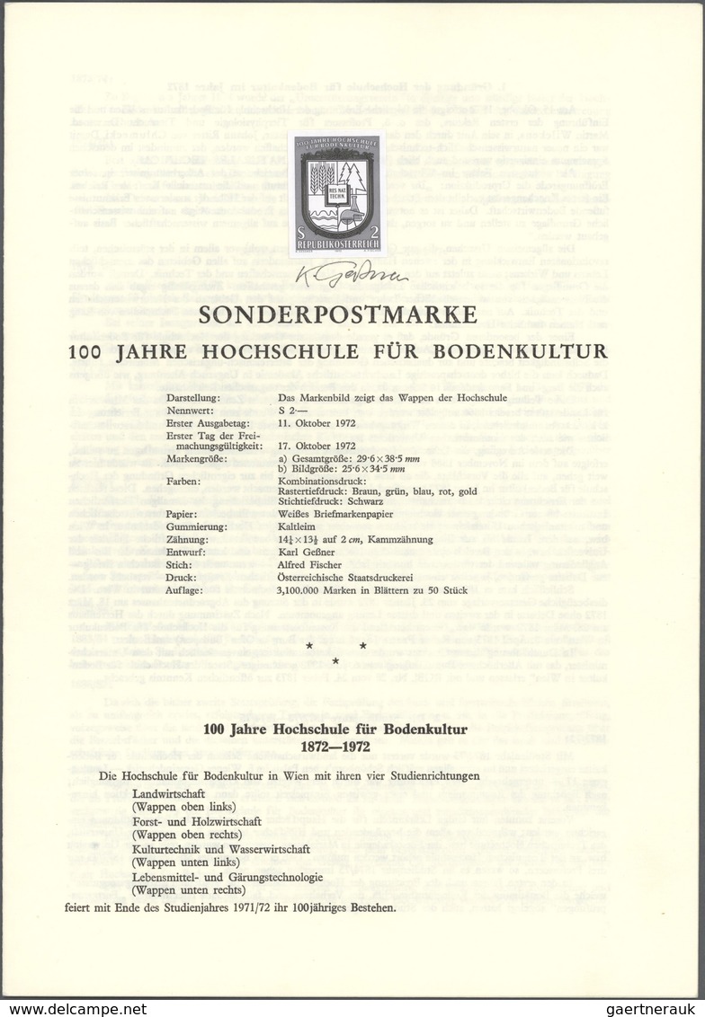 15462 Österreich: 1972. Set Von 2 PROBEDRUCKEN Für Die Marke "100 Jahre Hochschule Für Bodenkultur". Bezei - Ungebraucht