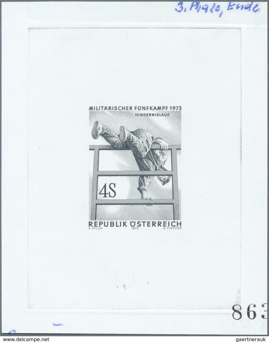 15466 Österreich: 1973. Probedruck In Schwarz Für Marke "Militärsport", Bezeichnet Vs. Mit "3. Phase Ende" - Neufs