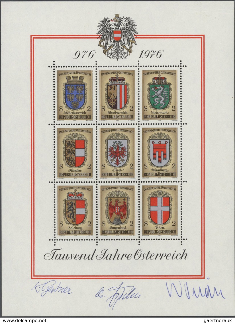 15479 Österreich: 1976. Set Von 9 PROBEDRUCKEN Für Die Marken Der Block-Ausgabe "1000 Jahre Österreich - W - Ungebraucht