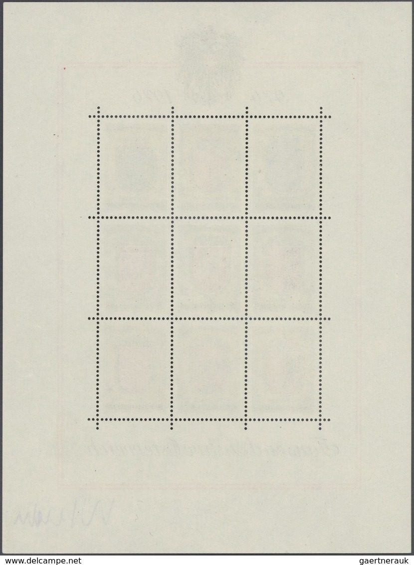 15479 Österreich: 1976. Set von 9 PROBEDRUCKEN für die Marken der Block-Ausgabe "1000 Jahre Österreich - W