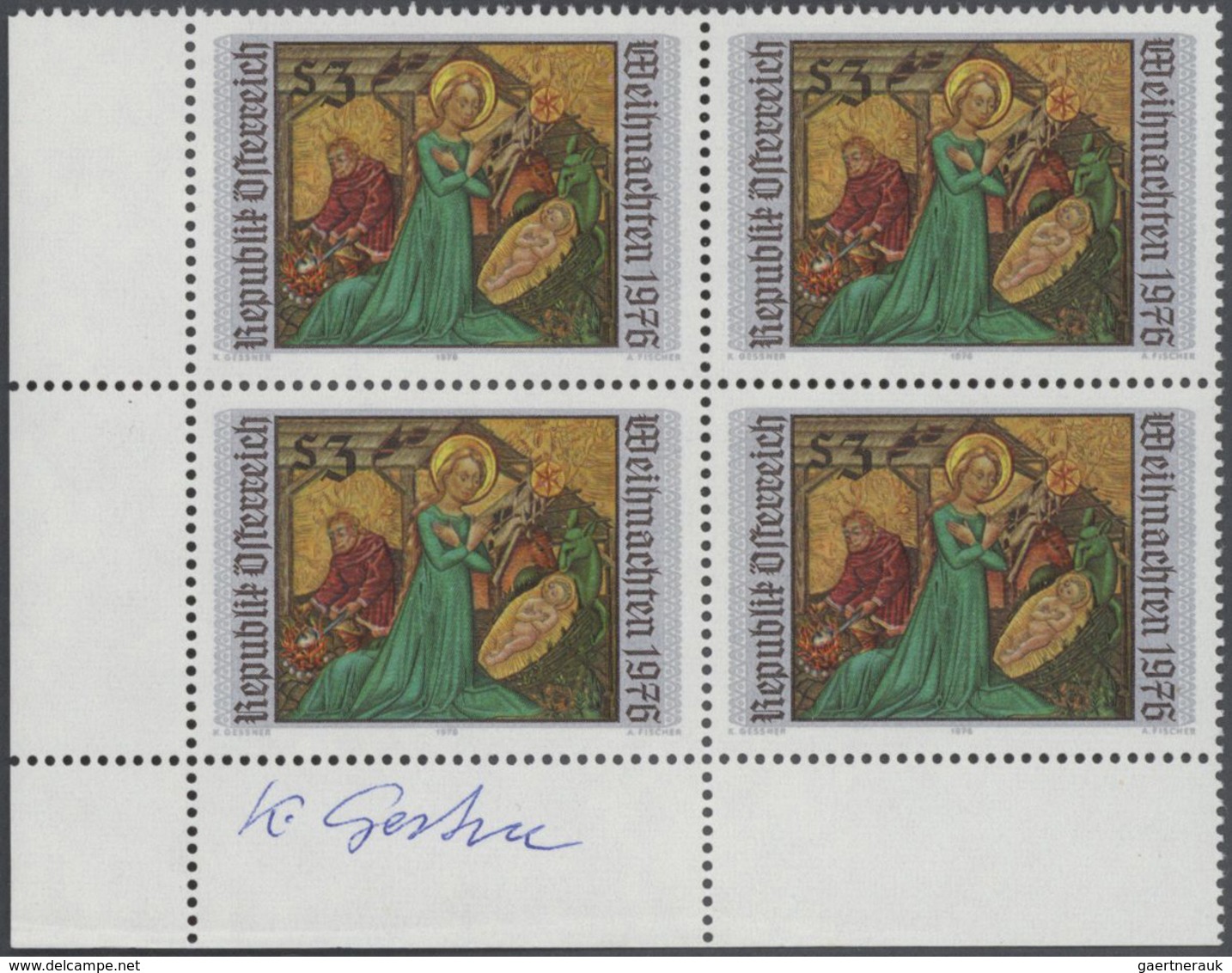 15480 Österreich: 1976. Set Von 3 PROBEDRUCKEN Für Die Marke "Weihnachten". Bezeichnet Vorderseitig Mit "1 - Ungebraucht