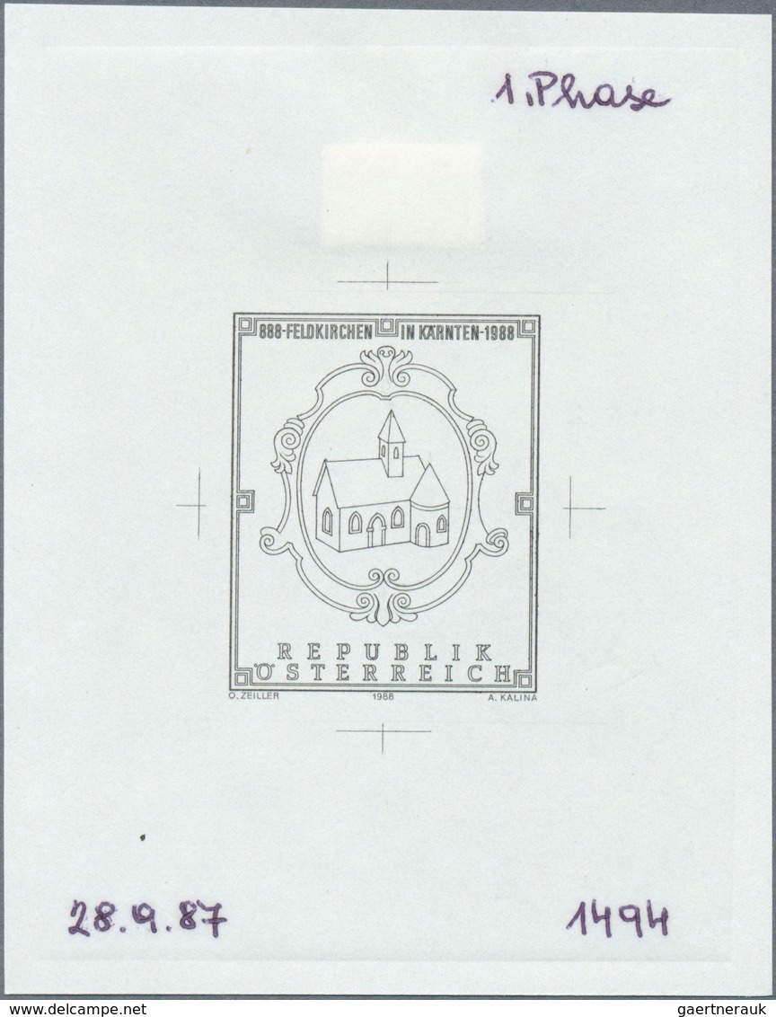 15497 Österreich: 1988. Probedruck In Schwarz Für Marke "1100 Jahre Feldkirchen", Bezeichnet Vs. U.a. Mit - Ungebraucht